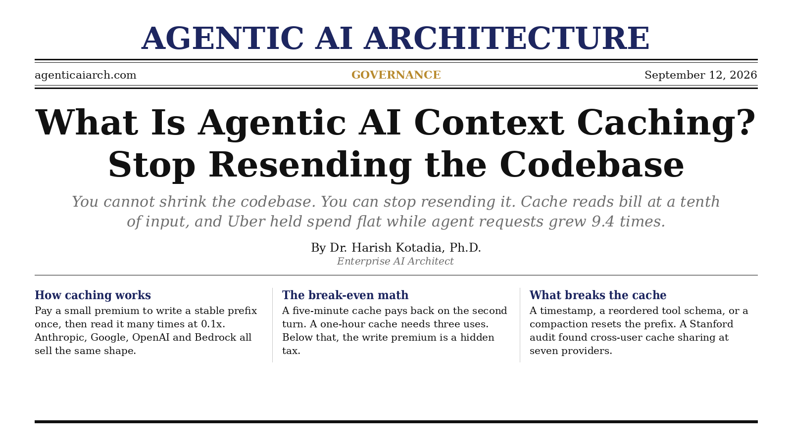 What Is Agentic AI Context Caching? Stop Resending the Codebase