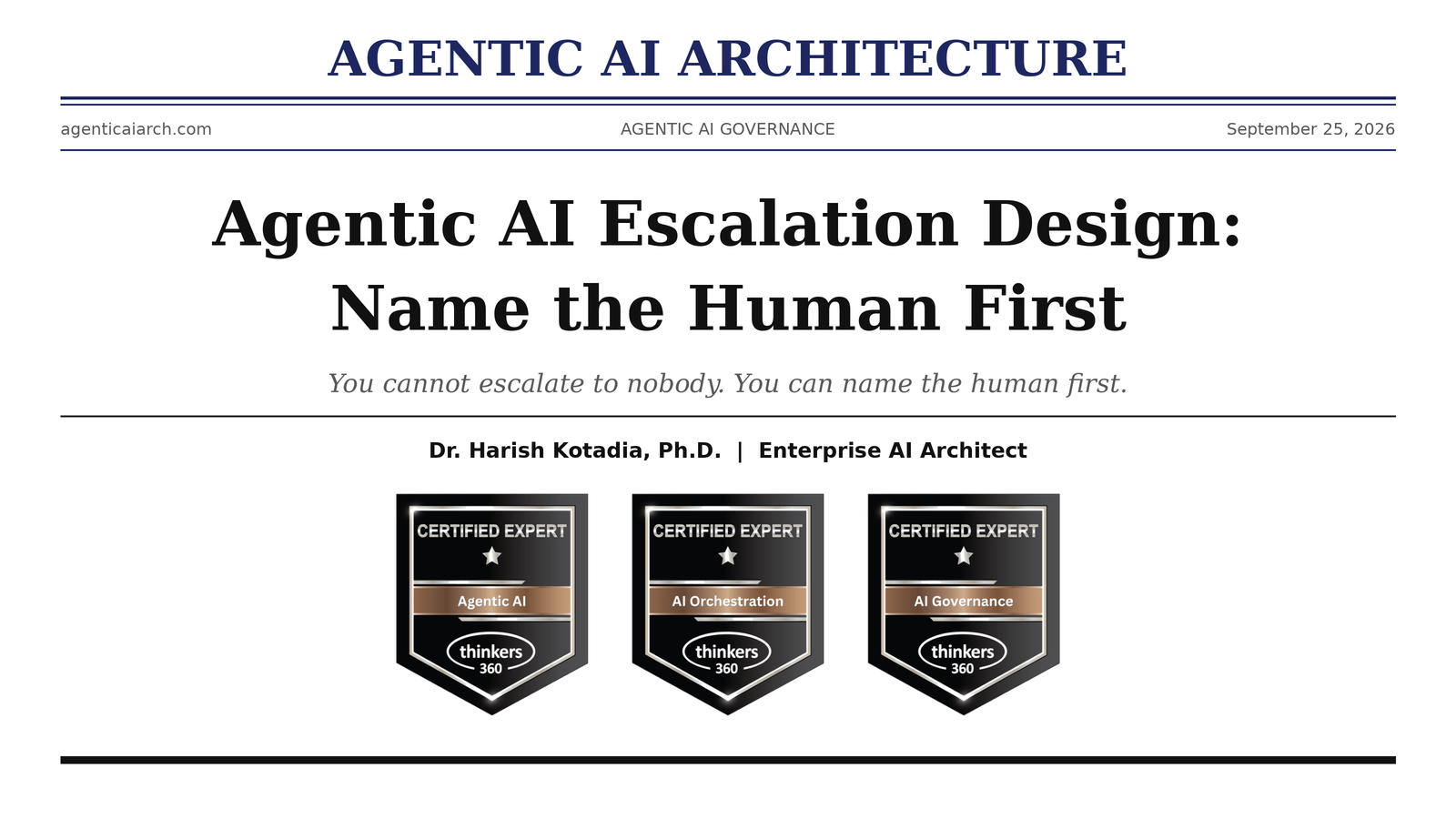 Agentic AI Escalation Design: Name the Human First