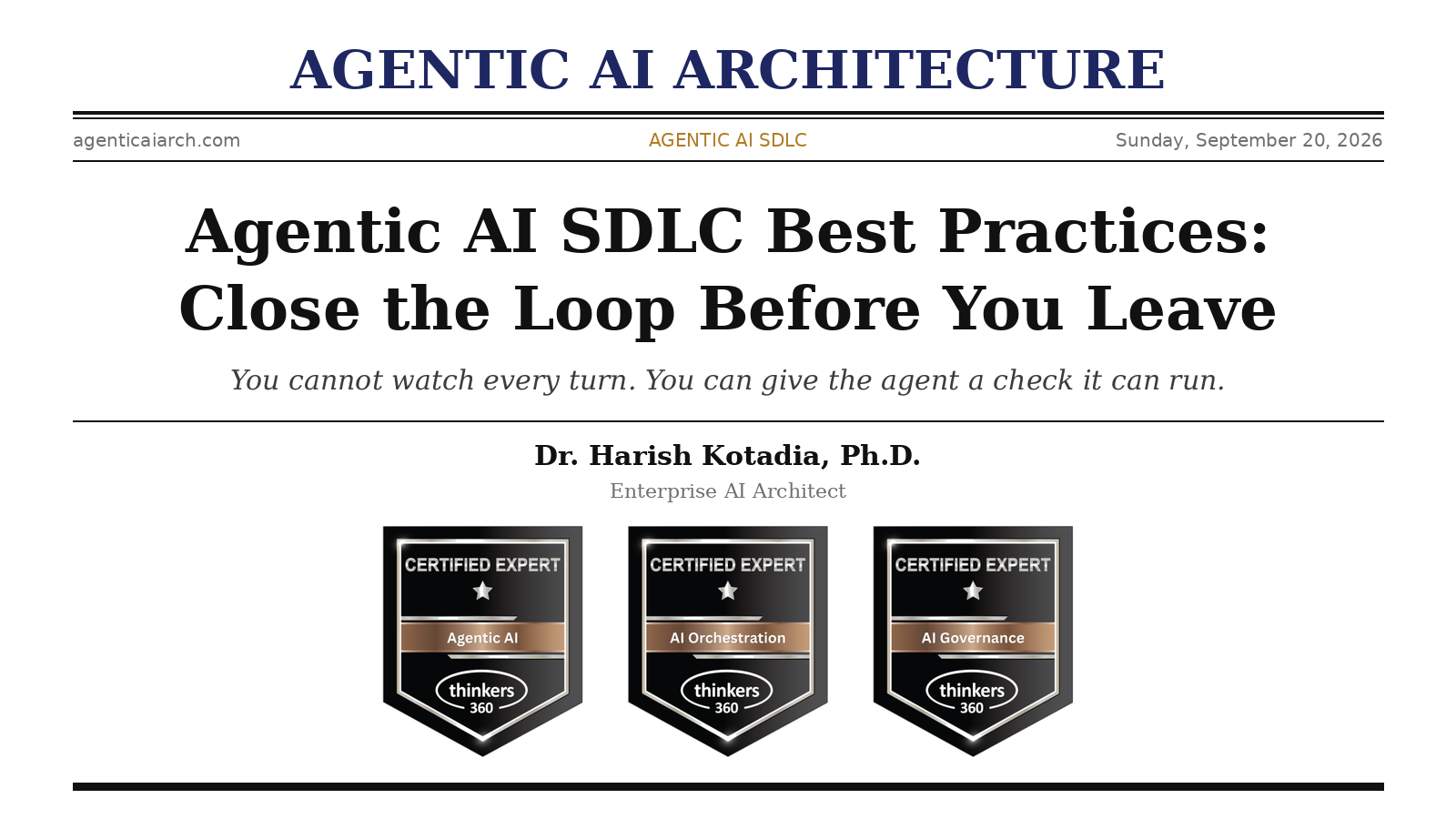 Agentic AI SDLC Best Practices: Close the Loop Before You Leave