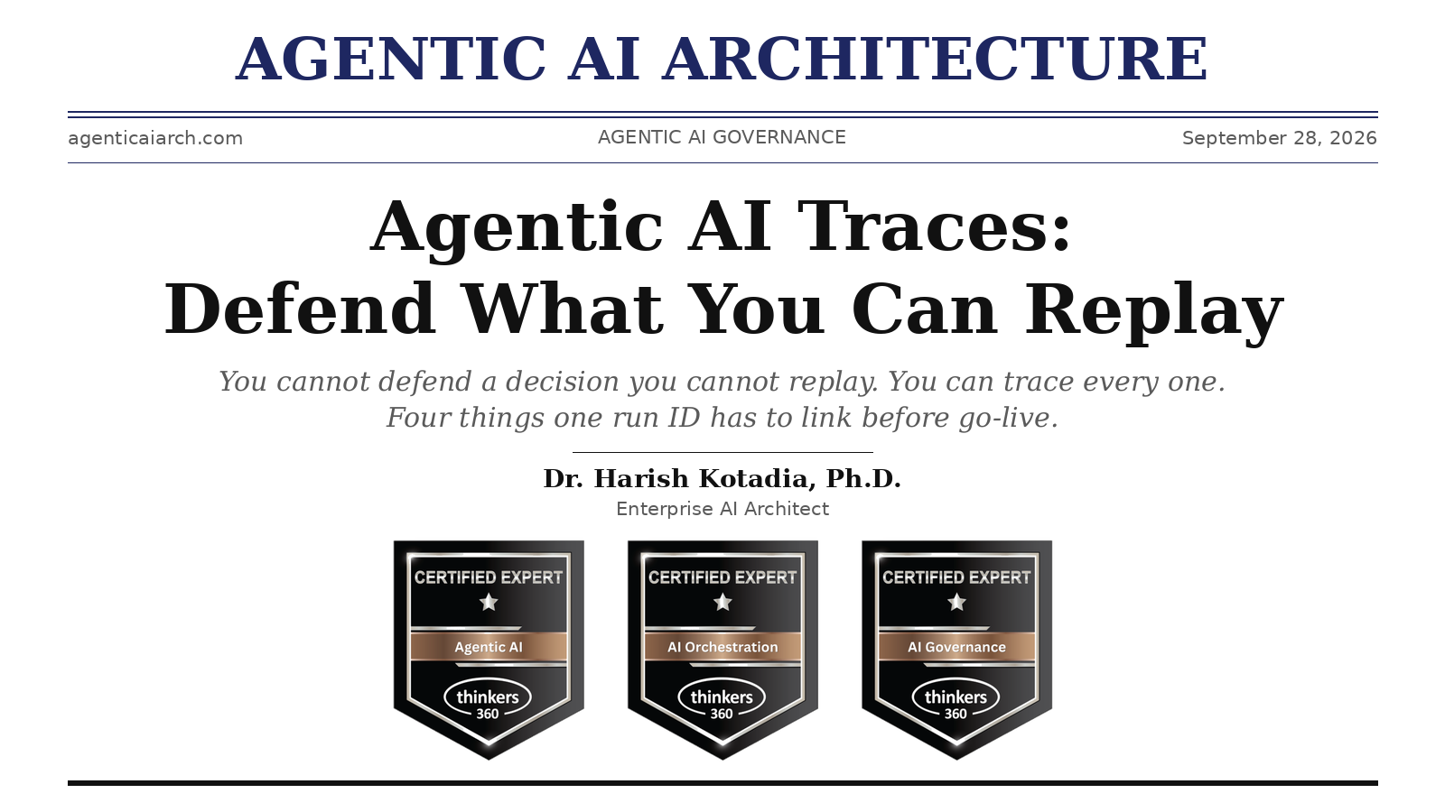 Agentic AI Traces: Defend What You Can Replay