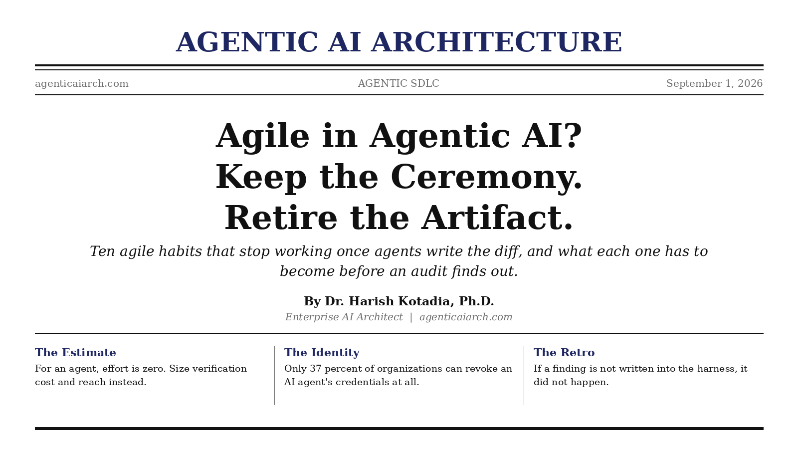 Agile in Agentic SDLC? Keep the Ceremony. Retire the Artifact.