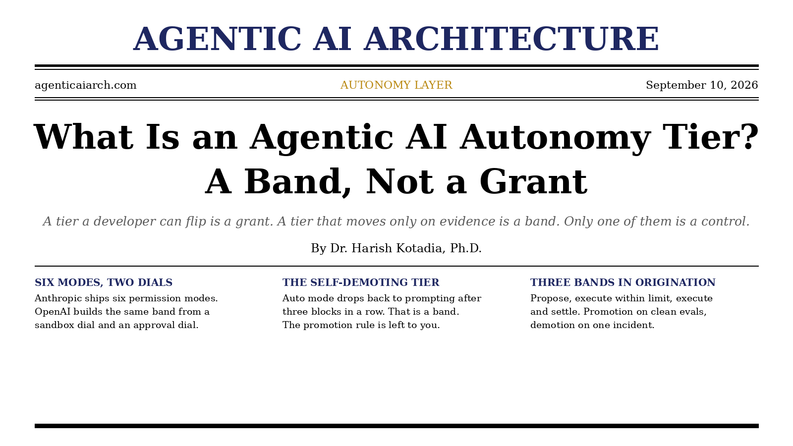 What Is an Agentic AI Autonomy Tier? A Band, Not a Grant