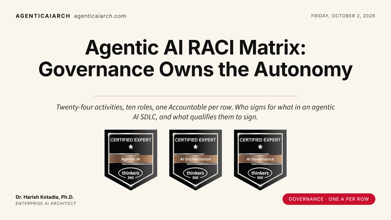 Agentic AI RACI Matrix: Governance Owns the Autonomy